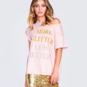 Wildfox More Glitter Less Bitter Tee - Pink